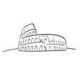 The Colosseum or Coliseum in Rome Italy illustration vector isolated on white background line art Royalty Free Stock Photo