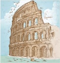 Colosseum color hand draw