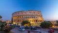 Colosseum day to night timelapse after sunset, Rome. Royalty Free Stock Photo