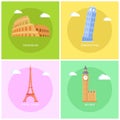 Colosseum and Eiffel Tower Vector Illustration Royalty Free Stock Photo