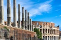 Colosseum,the Flavian Amphitheatre seen from Forum Royalty Free Stock Photo