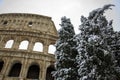 Colosseum and Fori imperiali, snow in Rome