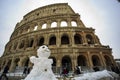 Colosseum and Fori imperiali, snow in Rome Royalty Free Stock Photo