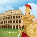 Colosseum and gladiator. Vector illustration decorative design