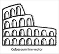 `Colosseum` line vector illustration. line dra Royalty Free Stock Photo