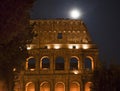 Colosseum Night Moon Details Rome Italy Royalty Free Stock Photo