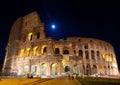 Colosseum night view full moon. Royalty Free Stock Photo