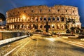 The Colosseum night view from the road