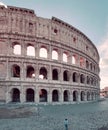 Colosseum in the pastel shade, view of the most famous roman monument in the world, Rome, Italy