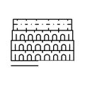 colosseum roma medieval construction line icon vector illustration