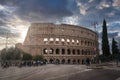 Colosseum in Rome, Italy Ancient Amphitheater and Modern Cityscape Royalty Free Stock Photo