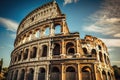 Colosseum in Rome, Italy. Famous travel destination, Coliseum or Flavian Amphitheatre, AI Generated