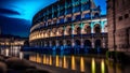 Colosseum, Rome, Italy. Colosseum, night shooting with colour illumination Royalty Free Stock Photo