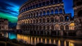 Colosseum, Rome, Italy. Colosseum, night shooting with colour illumination Royalty Free Stock Photo