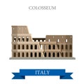 Colosseum in Rome Italy Romanian heritage. Flat cartoon style historic sight showplace attraction POI web site vector illustration Royalty Free Stock Photo