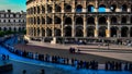 Colosseum, Rome, Italy. The square in front of the Colosseum in the warm colours of sunset Royalty Free Stock Photo