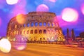Colosseum, Rome, Italy. Twilight view of Colosseo in Rome with boken effect Royalty Free Stock Photo