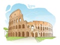Colosseum, Rome, Italy. Vector illustration.