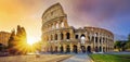 Colosseum in Rome and morning sun, Italy Royalty Free Stock Photo