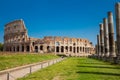 The Colosseum in Rome seen from the Temple of Venus and Roma located on the Velian Hill