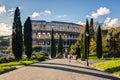 Colosseum in a sunny day, original view, Rome Royalty Free Stock Photo