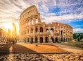 Colosseum at sunrise, Rome. Rome architecture and landmark.