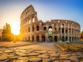 Colosseum at sunrise, Rome. Rome architecture and landmark. Italy