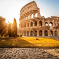 The magnificent Colosseum at sunrise, Rome, Italy, Europe. Royalty Free Stock Photo