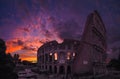 Colosseum at sunset in red colors, Rome, Italy Royalty Free Stock Photo