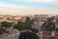 Colosseum and via dei Fori Imperiali in Rome, Italy