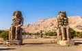 Colossi of Memnon (statues of Pharaoh Amenhotep III) near Luxor Royalty Free Stock Photo