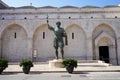 Colossus of Barletta in front the Basilica of Santo Sepolcro church in Barletta, Apulia, Italy