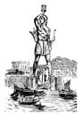 Colossus at Rhodes, vintage illustration