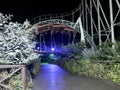 Colossus mid corkscrew at night