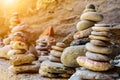 Coloumn of Rounded Stones in the town of Vernazza. Italian National Park of the Cinque terre