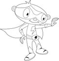 Colour In Cartoon Kid Superhero Outline