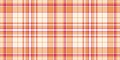Colour check seamless fabric, window background textile texture. Rich tartan vector plaid pattern in cornsilk and orange colors Royalty Free Stock Photo