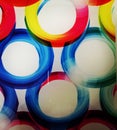 Colour circles on glass base.