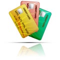 Colour credit cards on a white background. Vector