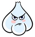 Angry garlic, vector or color illustration