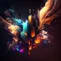 Colour explosion in a dark space. Spatial sequence Synesthesia concept