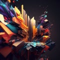 Colour explosion in a dark space. Spatial sequence Synesthesia concept