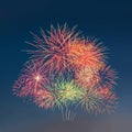 Colour fireworks on blue sky background