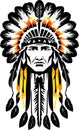 Colour Full Native American Indian Head Vector Royalty Free Stock Photo
