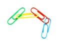 Colour full paper clip on white background with clipping path Royalty Free Stock Photo