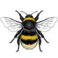 Colour illustration of female Buff Tailed Bumble Bee Royalty Free Stock Photo