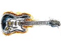 Colour illustration of a classic style electric guitar.