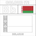 Colour it Kids colouring Page country starting from English Letter `B` Belarus How to Color Flag