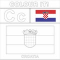 Colour it Kids colouring Page country starting from English Letter `C` Croatia How to Color Flag