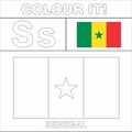Colour it Kids colouring Page country starting from English Letter `S` Senegal How to Color Flag